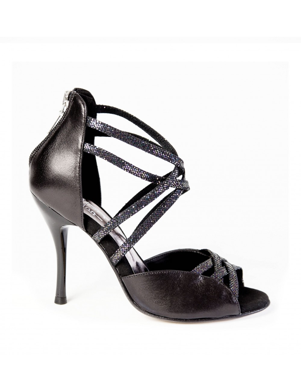 Zapatos de Salón Mujer Elegantes Cómodo Negro Brillante 8 CM Piel